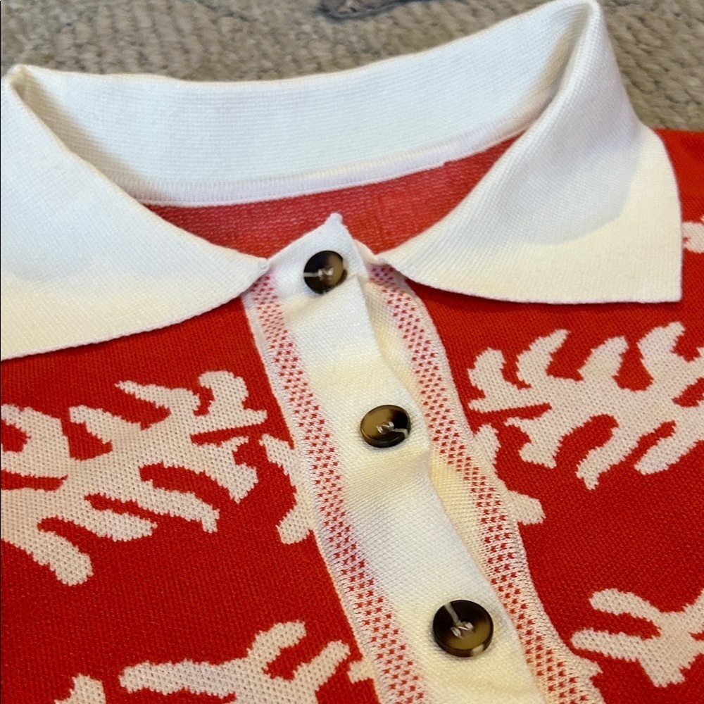 Floral Orange-Red Women's Sweater - Picture 4 of 9